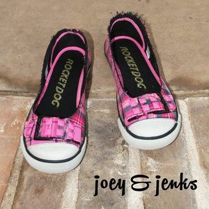 Rocket Dog Pink Plaid Slip On Sneakers Shoes Sz 8